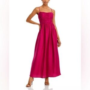 Aqua Crinkle Smocked Maxi Dress